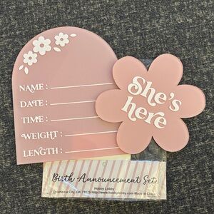 Hobby Lobby Pink Floral Birth Announcement Set